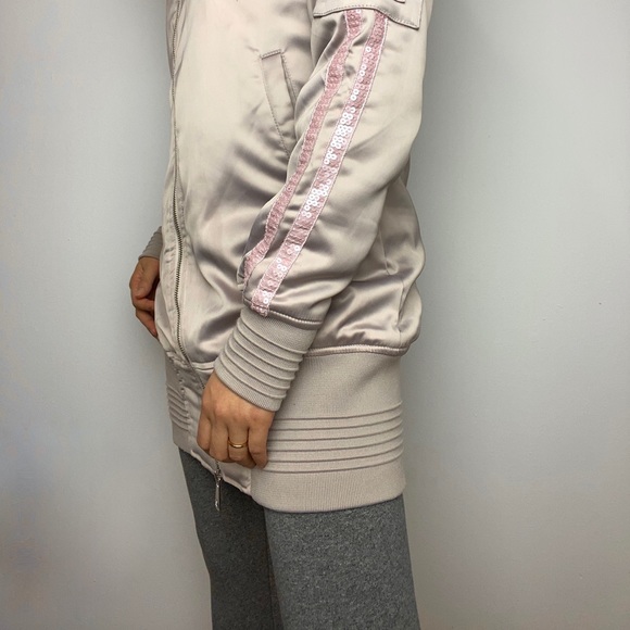 PINK GUESS LONG SATIN BOMBER JACKET - Picture 6 of 6
